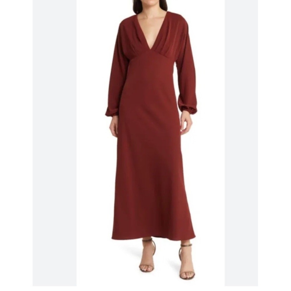Charlie Henry Long Sleeve Open Back Dress Rust Size Xs